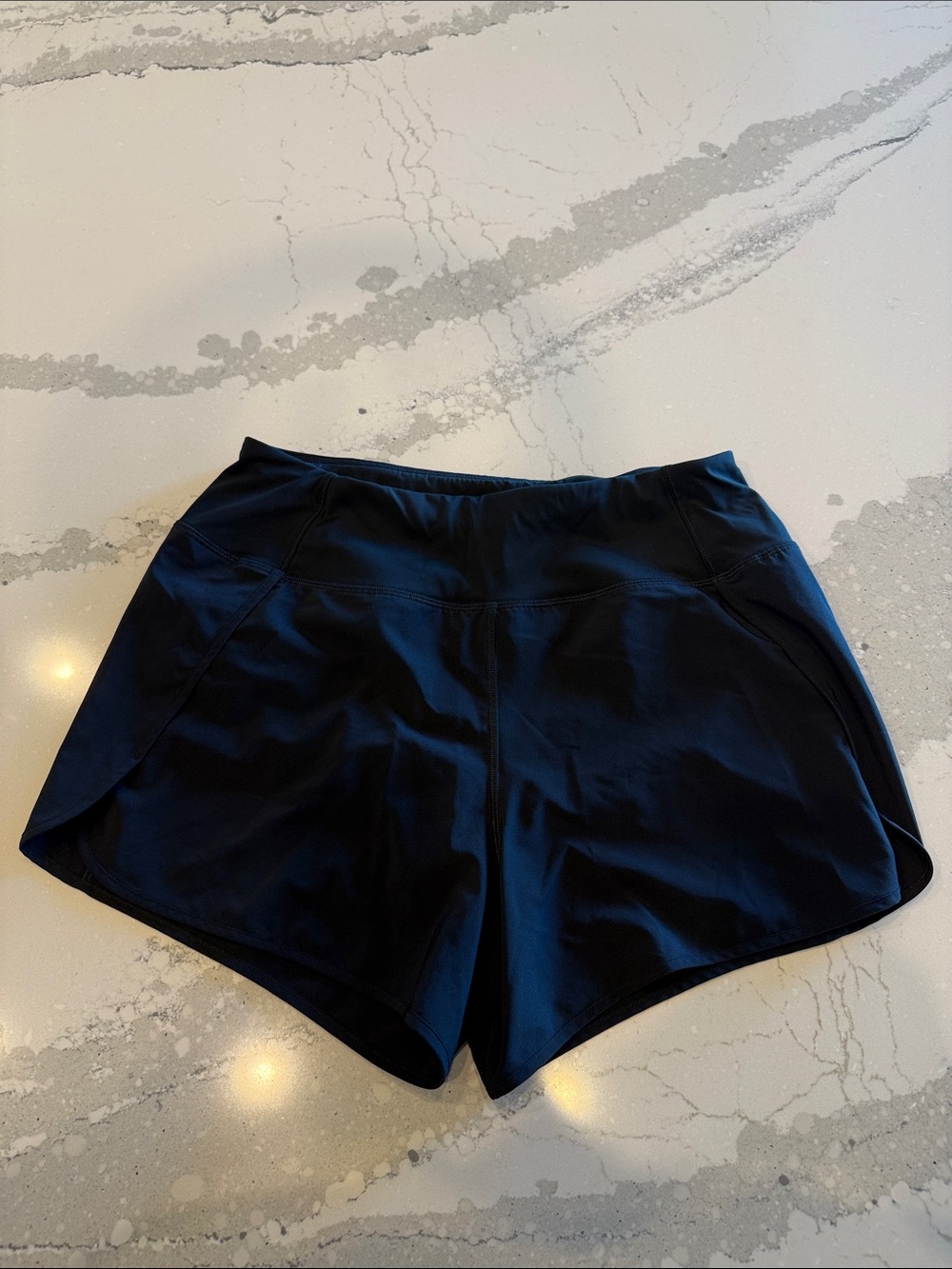 CRZ YOGA Black Athletic Shorts with Curved Hem
